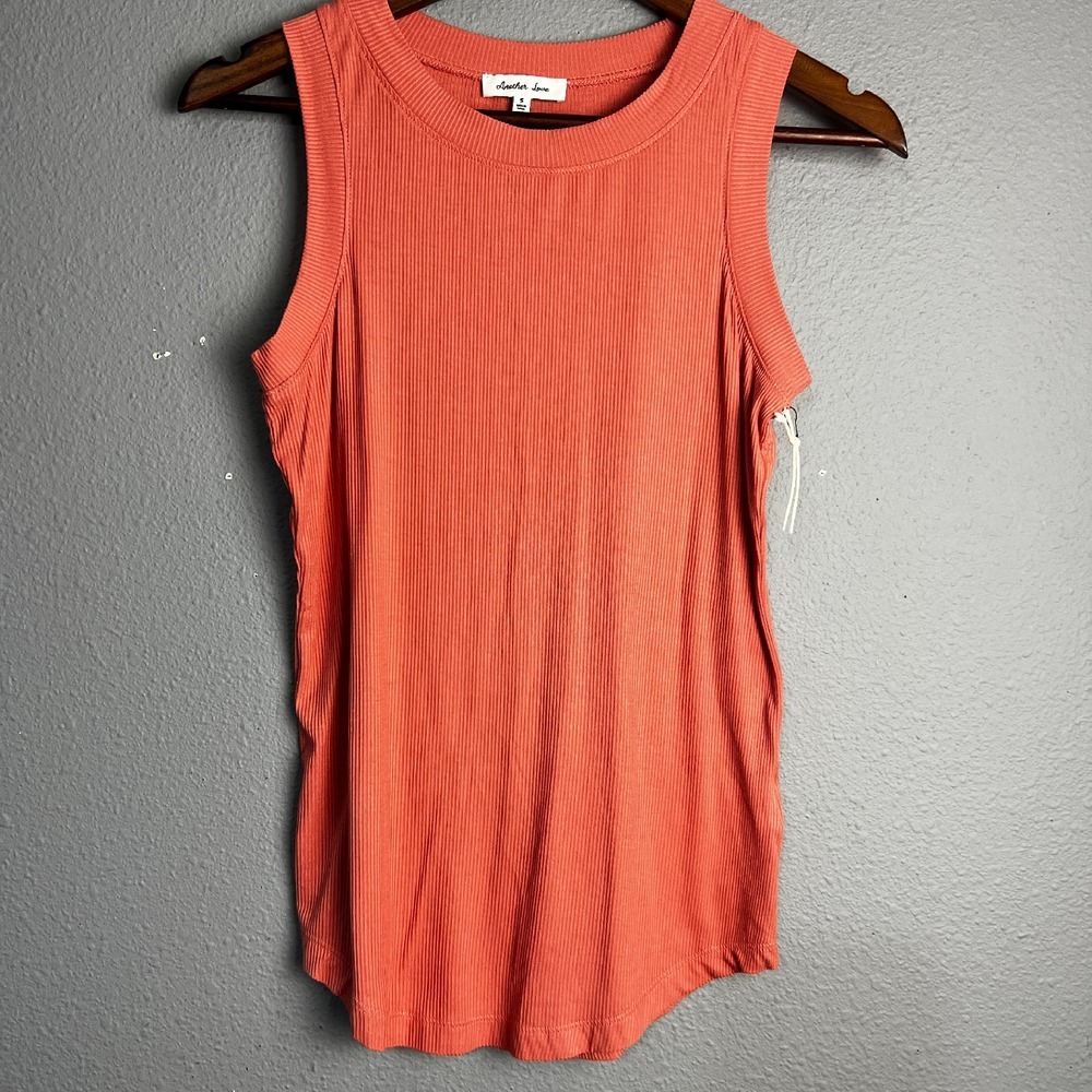 Another Love Ribbed Tank Top Sleeveless Casual Everyday Top Coral Size S